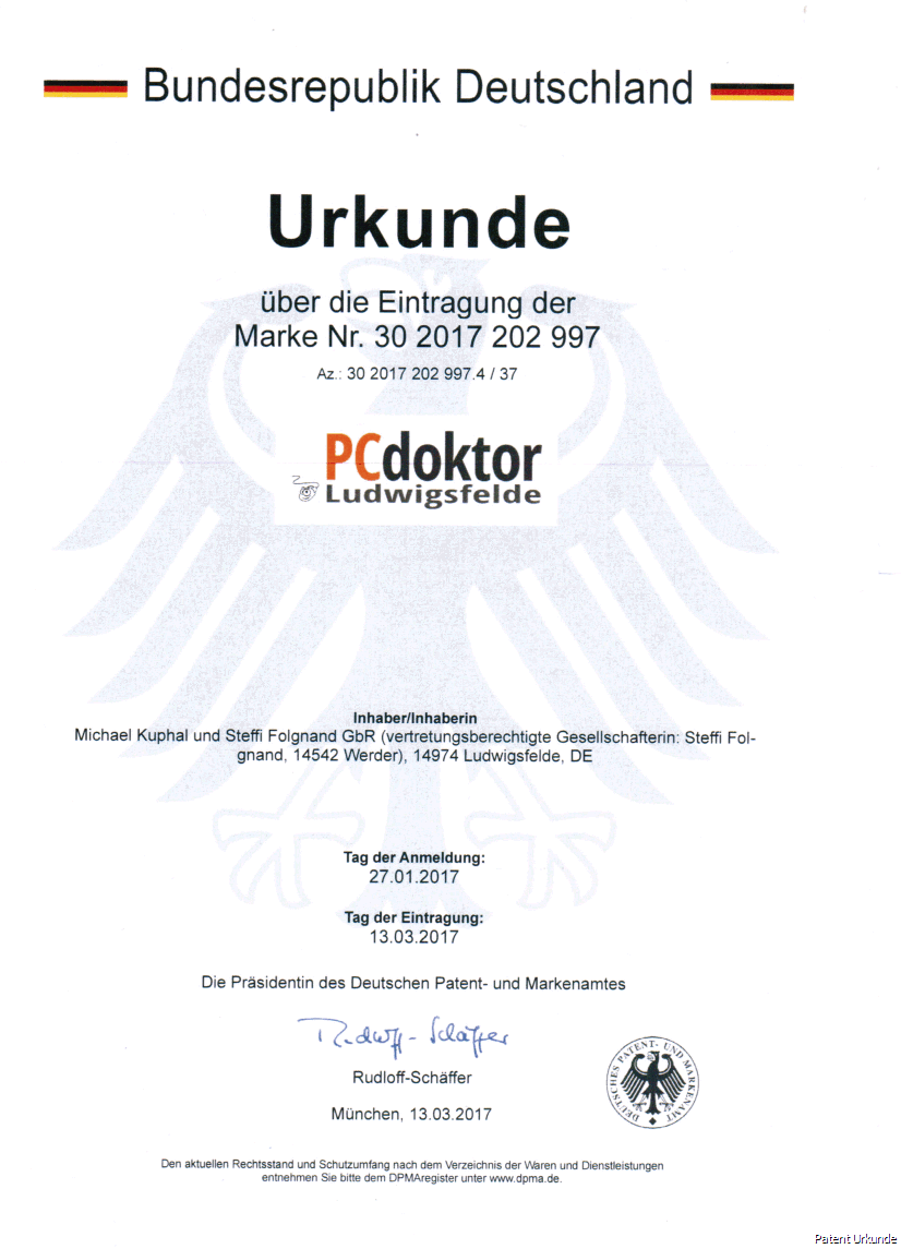 Patent Urkunde